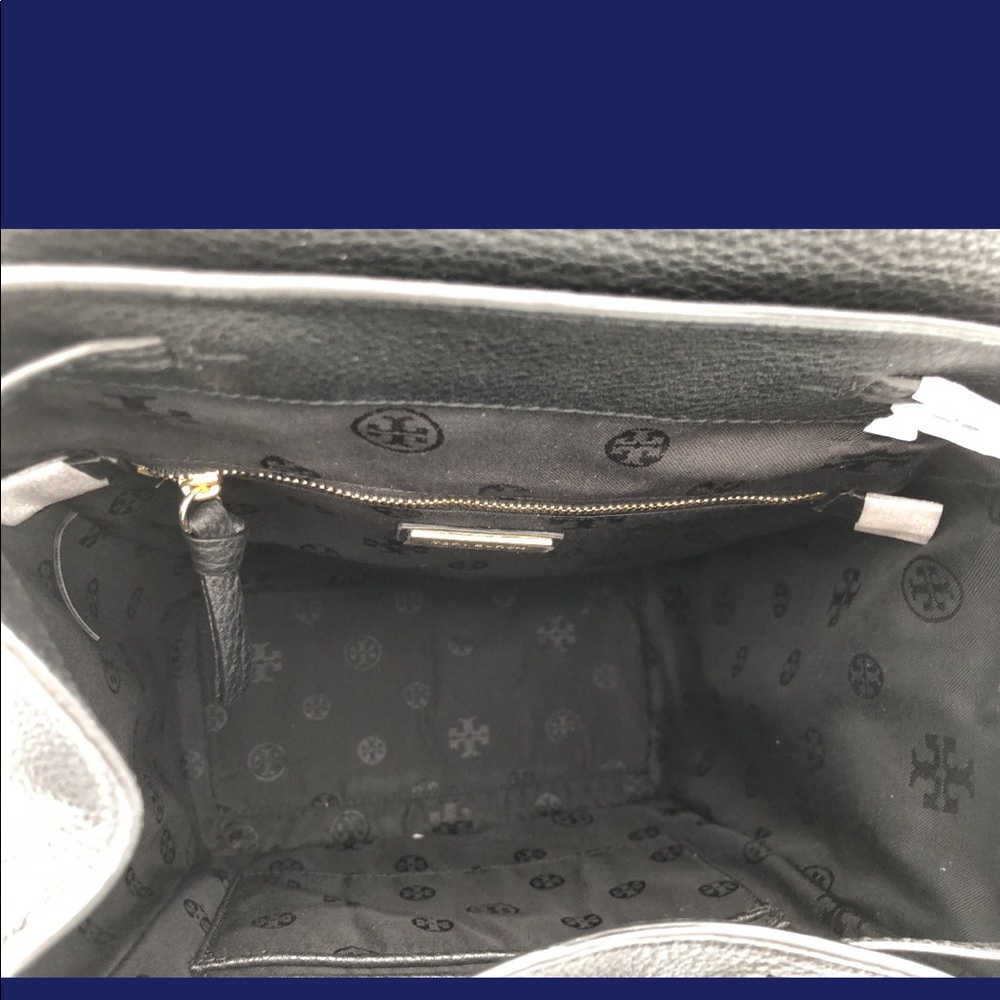 Tory Burch Bombe T Flap Leather Backpack Black - Picture 5 of 7